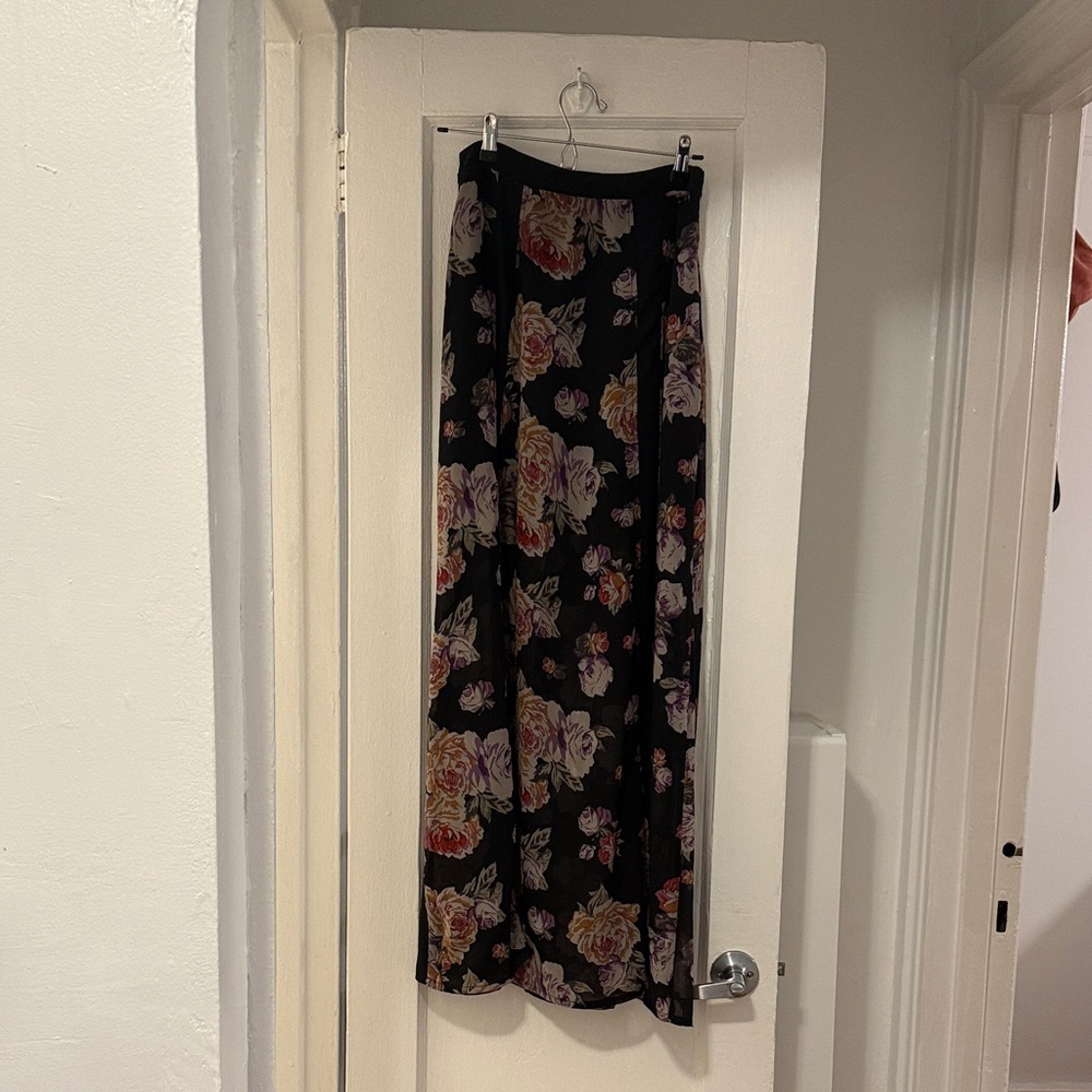 Floral Black Skirt